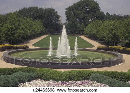 Stock Photo -  Dallas, TX, Texas, Fair Park, Garden at Dallas Horticulture Center, fountain. Fotosearch