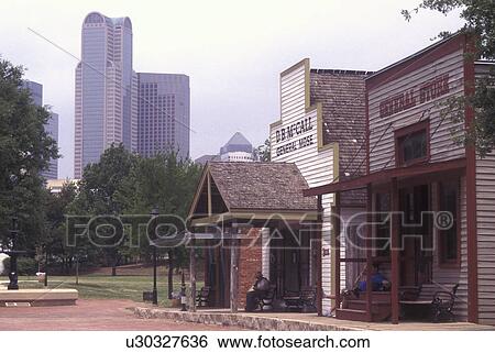 Stock Photograph -  Dallas, TX, Texas, Old City Park, The Historical Village of Dallas, A Museum of Living History & Culture. Fotosearch