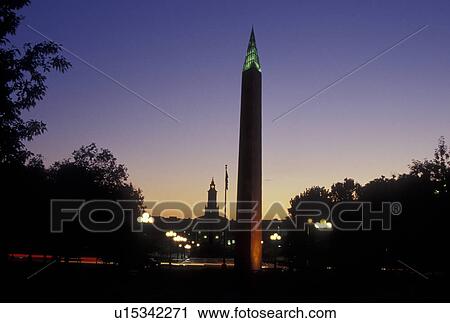 Stock Image -  Denver, CO, Colorado, City Hall, memorial, city park, evening. Fotosearch