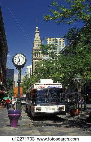 Denver, CO, Colorado, D&F Tower, downtown, shopping district, 16th Street Mall, pedestrian street, bus View Large Photo Image Stock Image - Denver, CO, Colorado, D&F Tower, downtown, shopping district, 16th Street Mall, pedestrian street, bus. Fotosearch