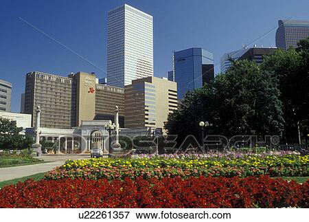 Denver, CO, Colorado, Downtown skyline of Denver from the Civic Center View Large Photo Image Stock Photo - Denver, CO, Colorado, Downtown skyline of Denver from the Civic Center. Fotosearch