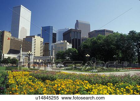 Stock Photography -  Denver, CO, Colorado, Downtown skyline of Denver from the Civic Center. Fotosearch