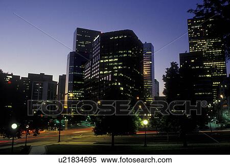 Denver, CO, Colorado, Downtown skyline of Denver from the Capitol Grounds, evening View Large Photo Image Stock Photography - Denver, CO, Colorado, Downtown skyline of Denver from the Capitol Grounds, evening. Fotosearch