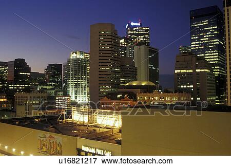 Denver, CO, Colorado, skyline, downtown, evening View Large Photo Image Stock Photo - Denver, CO, Colorado, skyline, downtown, evening. Fotosearch