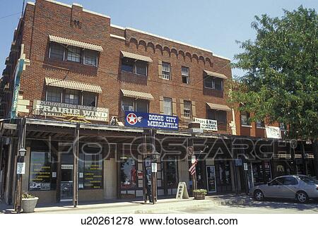 Dodge City, KS, Kansas, Stores along Front Street View Large Photo Image Stock Photo - Dodge City, KS, Kansas, Stores along Front Street. Fotosearch