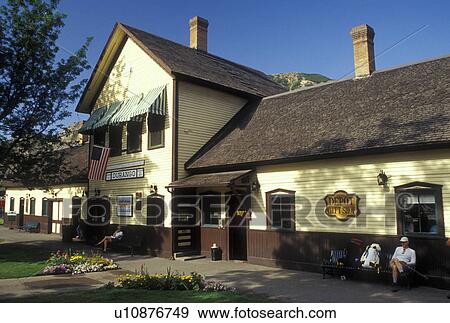 Stock Photo -  Durango, CO, Colorado, The Durango and Silverton Narrow Gauge Railroad Station, train station. Fotosearch