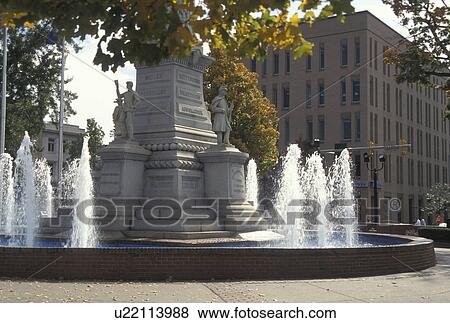 Stock Photo -  Easton, PA, Pennsylvania, Soldiers & Sailors Monument, fountain, downtown. Fotosearch