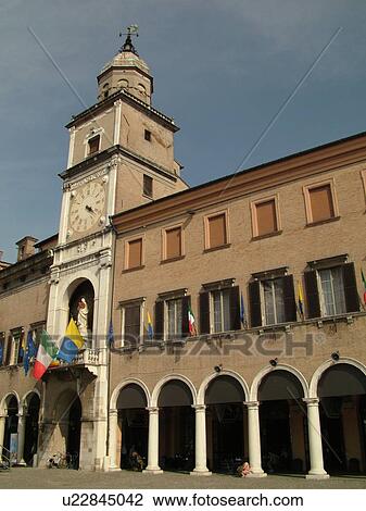 Emilia-Romagna, Italy, Modena, Europe, Clock tower at the Palazzo Communale in downtown Modena. View Large Photo Image Stock Image - Emilia-Romagna, Italy, Modena, Europe, Clock tower at the Palazzo Communale in downtown Modena.. Fotosearch