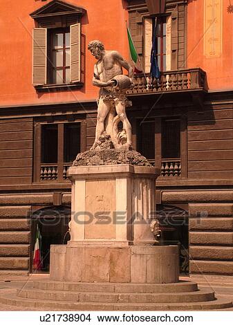 Emilia-Romagna, Italy, Reggio nell'Emilia, Europe, Statue outside Hotel Posta in the Piazza Prampolini in the town of Reggio Emilia. View Large Photo Image Picture - Emilia-Romagna, Italy, Reggio nell'Emilia, Europe, Statue outside Hotel Posta in the Piazza Prampolini in the town of Reggio Emilia.. Fotosearch