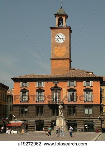 Stock Image -  Emilia-Romagna, Italy, Reggio nell'Emilia, Europe, Hotel Posta in the Piazza Prampolini in the town of Reggio Emilia.. Fotosearch