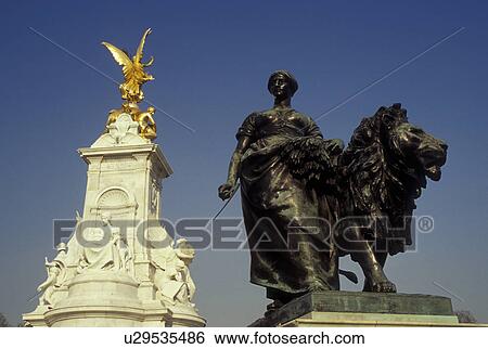 England, London, Great Britain, United Kingdom, Europe, Queen Victoria Monument outside Buckingham Palace. View Large Photo Image Stock Photograph - England, London, Great Britain, United Kingdom, Europe, Queen Victoria Monument outside Buckingham Palace.. Fotosearch