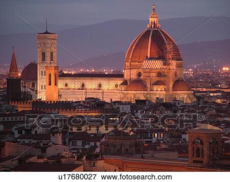 Florence, Firenza, Italy, Tuscany, Toscana, Europe, Scenic view of the Duomo and the Campanile Tower and the city of Florence in the evening. View Large Photo Image Stock Photo - Florence, Firenza, Italy, Tuscany, Toscana, Europe, Scenic view of the Duomo and the Campanile Tower and the city of Florence in the evening.. Fotosearch