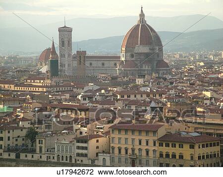Florence, Italy, Tuscany, Firenza, Toscana, Europe, Scenic view of the Duomo and Campanile Tower and the city of Florence. View Large Photo Image Stock Image - Florence, Italy, Tuscany, Firenza, Toscana, Europe, Scenic view of the Duomo and Campanile Tower and the city of Florence.. Fotosearch