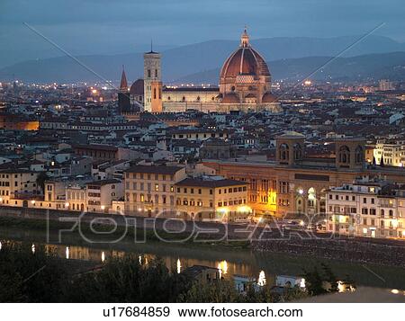 Florence, Italy, Tuscany, Firenza, Toscana, Europe, Scenic view of the city of Florence in the evening. View Large Photo Image Stock Photo - Florence, Italy, Tuscany, Firenza, Toscana, Europe, Scenic view of the city of Florence in the evening.. Fotosearch