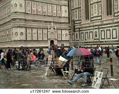 Florence, Tuscany, Italy, Firenza, Toscana, Europe, Street artists outside the Duomo in the Piazza Del Duomo in the city of Florence. View Large Photo Image Stock Photo - Florence, Tuscany, Italy, Firenza, Toscana, Europe, Street artists outside the Duomo in the Piazza Del Duomo in the city of Florence.. Fotosearch