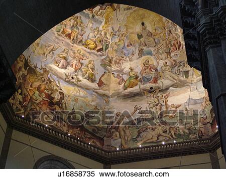 Florence, Tuscany, Italy, Firenza, Toscana, Europe, The fresco of The Last Judgement inside the Duomo in the Piazza Del Duomo in the city of Florence. View Large Photo Image Stock Photography -  Florence, Tuscany, Italy, Firenza, Toscana, Europe, The fresco of The Last Judgement inside the Duomo in the Piazza Del Duomo in the city of Florence.. Fotosearch