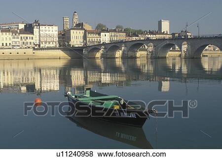 France, Burgundy, Macon, Saone-et-Loire, Bourgogne, Europe, wine region, The 11th century Pont de St-Laurent spans the Saone River in the city of Macon. View Large Photo Image Stock Photo - France, Burgundy, Macon, Saone-et-Loire, Bourgogne, Europe, wine region, The 11th century Pont de St-Laurent spans the Saone River in the city of Macon.. Fotosearch
