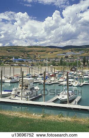 Stock Image -  Garden City, UT, Utah, Bear Lake, Bear Lake State Park, marina. Fotosearch