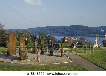 Gaspe Peninsula, Gaspe, Quebec, Canada, Gulf of St. Lawrence, Jacques Cartier Monument, commemorating the French explorer's landing, at the Gaspesie Museum (Musee de la Gaspesie) in Gaspe on the Gaspe Peninsula. View Large Photo Image Stock Image - Gaspe Peninsula, Gaspe, Quebec, Canada, Gulf of St. Lawrence, Jacques Cartier Monument, commemorating the French explorer's landing, at the Gaspesie Museum (Musee de la Gaspesie) in Gaspe on the Gaspe Peninsula.. Fotosearch