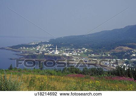 Gaspe Peninsula, Grande Vallee, Quebec, Canada, Gulf of St. Lawrence, Scenic view of the village of Grande Vallee on the Gaspe Peninsula along the St. Lawrence River in Quebec. View Large Photo Image Stock Image - Gaspe Peninsula, Grande Vallee, Quebec, Canada, Gulf of St. Lawrence, Scenic view of the village of Grande Vallee on the Gaspe Peninsula along the St. Lawrence River in Quebec.. Fotosearch
