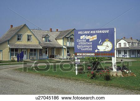 Stock Photograph -  Gaspe Peninsula, Quebec, New Richmond, Canada, Gulf of St. Lawrence, Gaspesian British Heritage Center (Centre d'Heritage Britannique de la Gaspesie) on the Gaspe Peninsula along the Baie des Chaleurs in New Richmond.. Fotosearch