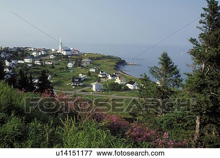 Gaspe Peninsula, St-Maurice-de-L'Echouerie, Quebec, Canada, Gulf of St. Lawrence, Scenic view of the village of St-Maurice-de-L'Echouerie on the Gaspe Peninsula along the St. Lawrence River in Quebec. View Large Photo Image Stock Photo - Gaspe Peninsula, St-Maurice-de-L'Echouerie, Quebec, Canada, Gulf of St. Lawrence, Scenic view of the village of St-Maurice-de-L'Echouerie on the Gaspe Peninsula along the St. Lawrence River in Quebec.. Fotosearch