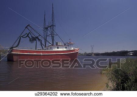 Stock Image -  Gautier, MS, Mississippi, Gulf of Mexico, shrimp boat. Fotosearch