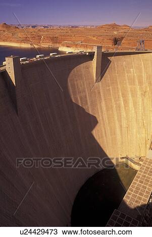 Stock Image -  Glen Canyon National Recreation Area, AZ, Arizona, Glen Canyon Dam, Lake Powell. Fotosearch