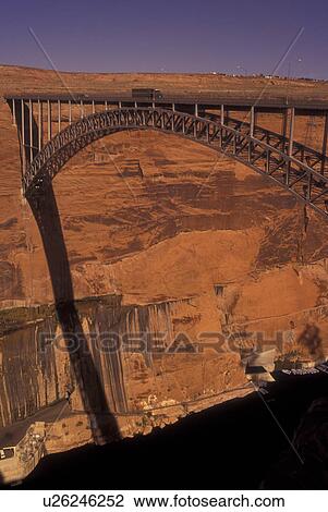 Stock Image -  Glen Canyon National Recreation Area, AZ, Arizona, Glen Canyon Bridge, Colorado River. Fotosearch