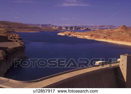 Stock Photo -  Glen Canyon National Recreation Area, AZ, Arizona, Glen Canyon Dam, Lake Powell. Fotosearch