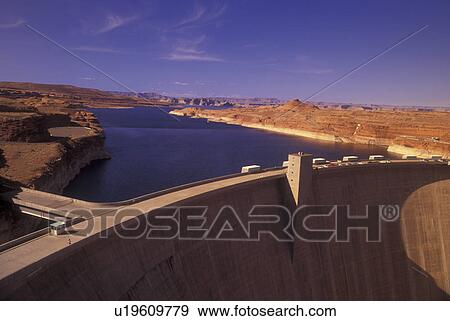 Stock Photo -  Glen Canyon National Recreation Area, AZ, Arizona, Glen Canyon Dam, Lake Powell. Fotosearch