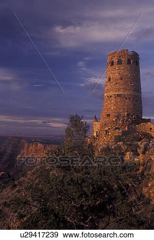 Stock Photo -  Grand Canyon National Park, AZ, Arizona, South Rim, Watchtower at Desert View. Fotosearch