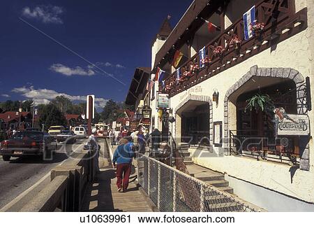 Stock Image -  Helen, GA, Georgia, Alpine Village, downtown. Fotosearch