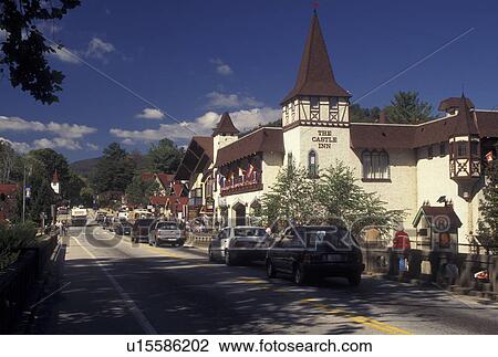 Stock Image -  Helen, GA, Georgia, Alpine Village, downtown. Fotosearch
