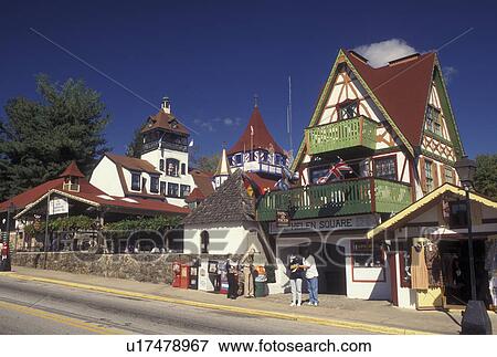 Stock Photo -  Helen, GA, Georgia, Alpine Village, downtown. Fotosearch