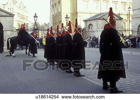 Picture -  Horse Guards, London, England, Great Britain, United Kingdom, Europe, Changing of the Guards (Horse Guards) outside Whitehall.. Fotosearch