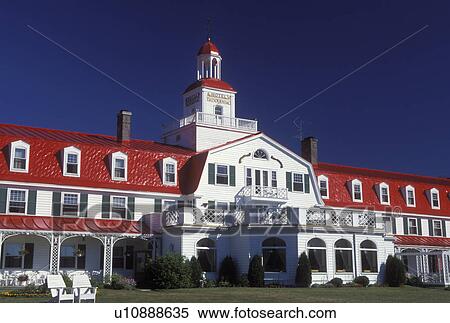 Stock Photography -  hotel, Tadoussac, Canada, Quebec, Colonial style Hotel Tadoussac in the summer resort town of Tadoussac.. Fotosearch