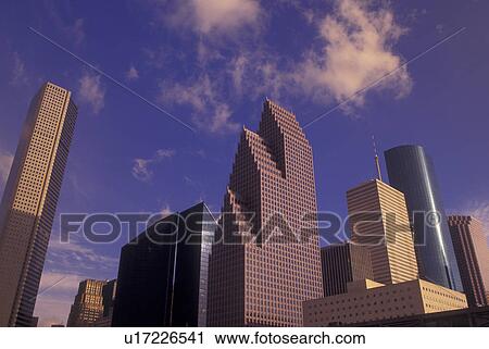 Stock Image -  Houston, TX, Texas, downtown skyline, high-rise buildings. Fotosearch