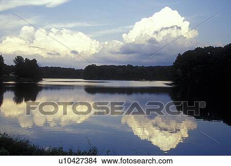 IL, Illinois, Reflection in lake at Red Hills State Park, View Large Photo Image Picture - IL, Illinois, Reflection in lake at Red Hills State Park, . Fotosearch