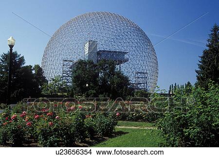 Ile Ste. Helene, Montreal, Canada, Quebec, View of the Biosphere, built for Expo 67, from the rose garden on Ile Sainte Helene (St. Helen's Island) in Montreal. View Large Photo Image Picture - Ile Ste. Helene, Montreal, Canada, Quebec, View of the Biosphere, built for Expo 67, from the rose garden on Ile Sainte Helene (St. Helen's Island) in Montreal.. Fotosearch