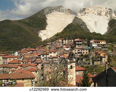 Italy Carrara Toscana Tuscany Europe Marble Quarries On The Mountainside Of Town Of Carrara The Capital Of White Marble Stock Photo U Fotosearch