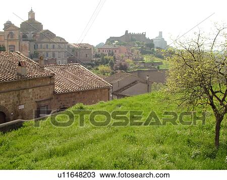 Italy, Lazio, Tuscania, Europe, View of the village of Tuscania. View Large Photo Image Stock Image - Italy, Lazio, Tuscania, Europe, View of the village of Tuscania.. Fotosearch