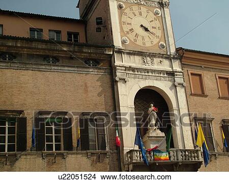 Italy, Modena, Emilia-Romagna, Europe, Clock tower at the Palazzo Communale in downtown Modena. View Large Photo Image Picture - Italy, Modena, Emilia-Romagna, Europe, Clock tower at the Palazzo Communale in downtown Modena.. Fotosearch