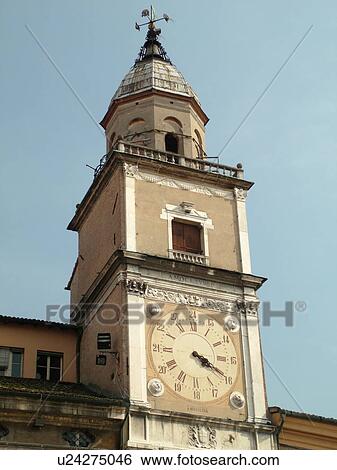 Italy, Modena, Emilia-Romagna, Europe, Clock tower at the Palazzo Communale in downtown Modena. View Large Photo Image Stock Photograph - Italy, Modena, Emilia-Romagna, Europe, Clock tower at the Palazzo Communale in downtown Modena.. Fotosearch