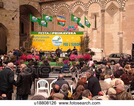 Stock Photograph -  Italy, Pistoia, Tuscany, Toscana, Europe, Concert in Piazza del Duomo in the city of Pistoia.. Fotosearch