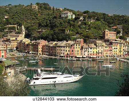 Italy, Portofino, Liguria, Riviera di Levante, Ligurian Riviera, Europe, Scenic view of the village of Portofino along the Ligurian Coast. View Large Photo Image Stock Image - Italy, Portofino, Liguria, Riviera di Levante, Ligurian Riviera, Europe, Scenic view of the village of Portofino along the Ligurian Coast.. Fotosearch