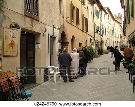 Italy, Tuscany, Italy, Montalcino, Toscana, Europe, Local people talking on the narrow streets of Montalcino. View Large Photo Image Stock Image - Italy, Tuscany, Italy, Montalcino, Toscana, Europe, Local people talking on the narrow streets of Montalcino.. Fotosearch