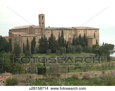 Picture -  Italy, Tuscany, Montalcino, Toscana, Europe, Hospital in the hilltown of Montalcino.. Fotosearch