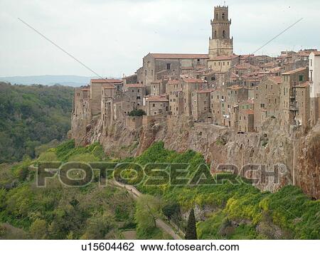 Italy, Tuscany, Pitigliano, Toscana, Europe, View of the medieval walled village of Pitigliano. View Large Photo Image Stock Image - Italy, Tuscany, Pitigliano, Toscana, Europe, View of the medieval walled village of Pitigliano.. Fotosearch