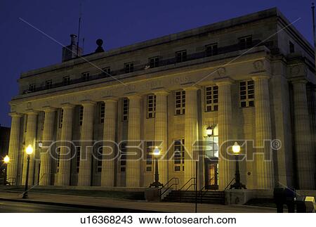 Stock Image -  Jefferson City, MO, Missouri, United States Post Office and Courthouse, evening. Fotosearch